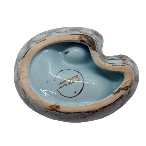 Handpainted Vintage Delft Holland Light Blue, Gold Marbled Ashtray MCM Mod Retro - Picture 6 of 7